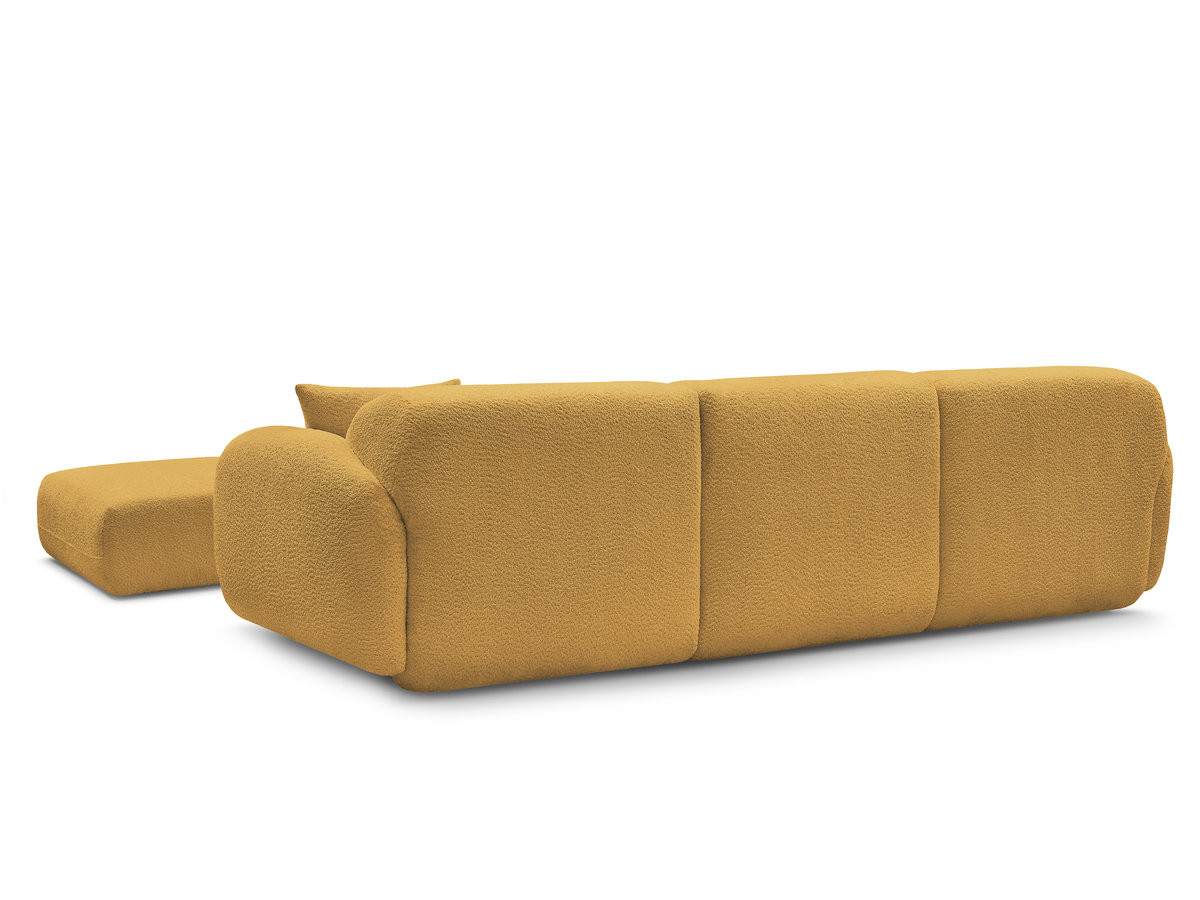 Canapé d'angle fixe modulable ANDA tissu chenille avec pouf