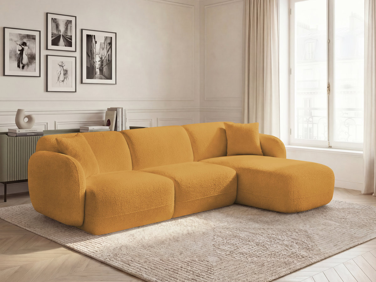 Canapé d'angle fixe modulable ANDA tissu chenille