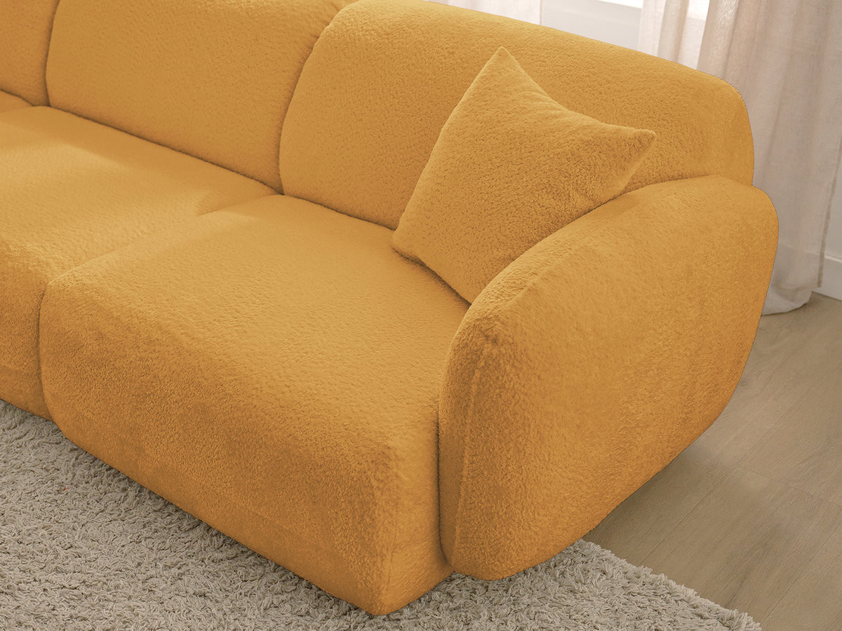Canapé d'angle fixe modulable ANDA tissu chenille avec pouf