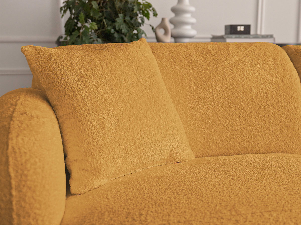 Canapé d'angle fixe modulable ANDA tissu chenille avec pouf