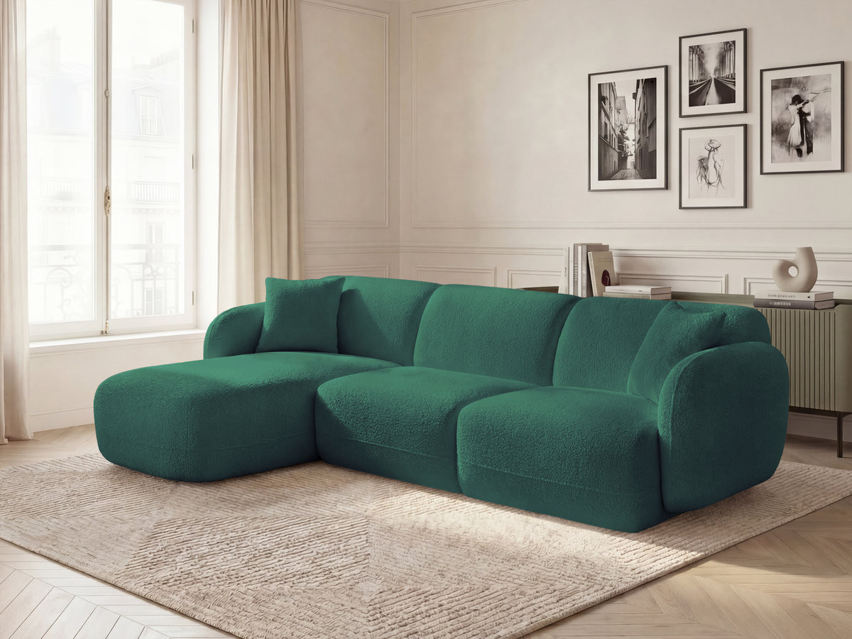 Canapé d'angle modulable ANDA chenille vert foncé