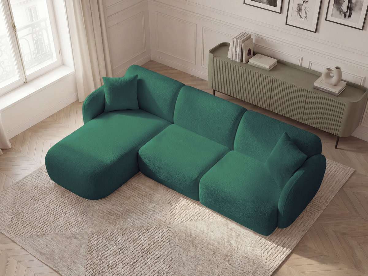Canapé d'angle modulable ANDA chenille vert foncé — vue 5