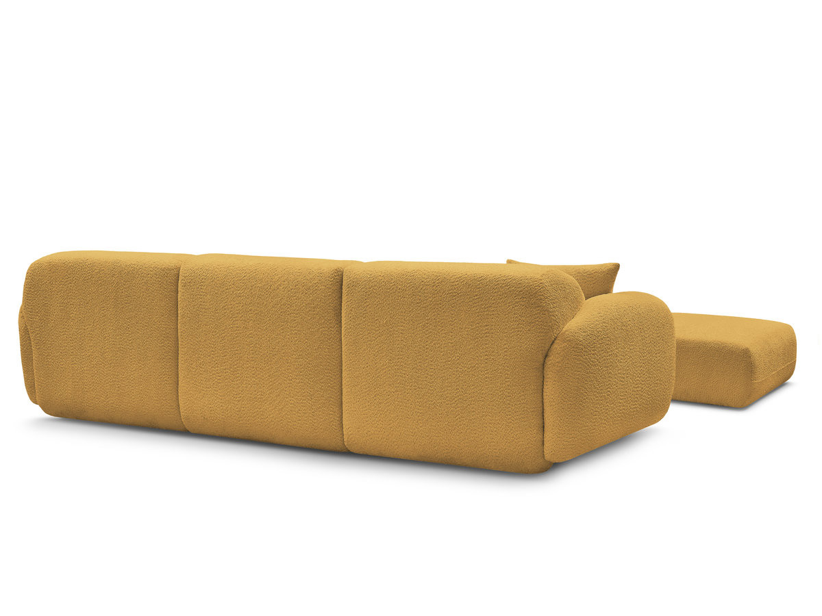 Canapé d'angle fixe modulable ANDA tissu chenille avec pouf
