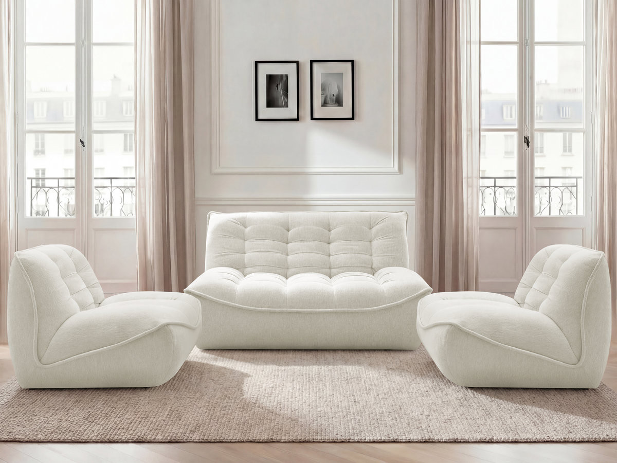 Canapé droit modulable SERENA chiné blanc — vue 5