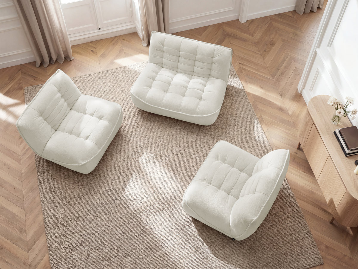 Canapé droit modulable SERENA chiné blanc — vue 6