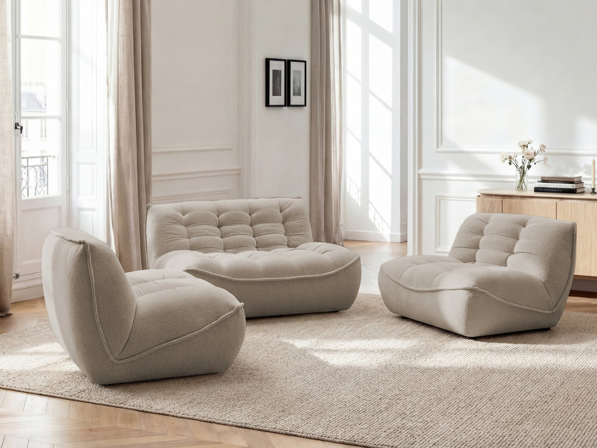 Canapé droit modulable SERENA chiné taupe