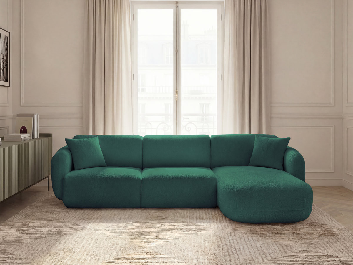 Canapé d'angle fixe modulable ANDA tissu chenille