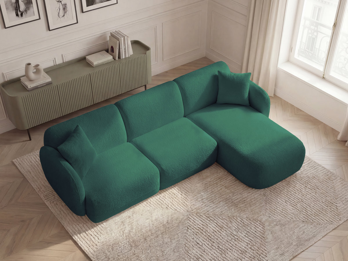 Canapé d'angle fixe modulable ANDA tissu chenille