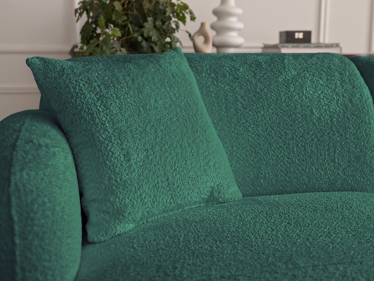 ANDA modulaire hoekbank met vaste zitting, bekleed met chenillestof en inclusief voetenbank.