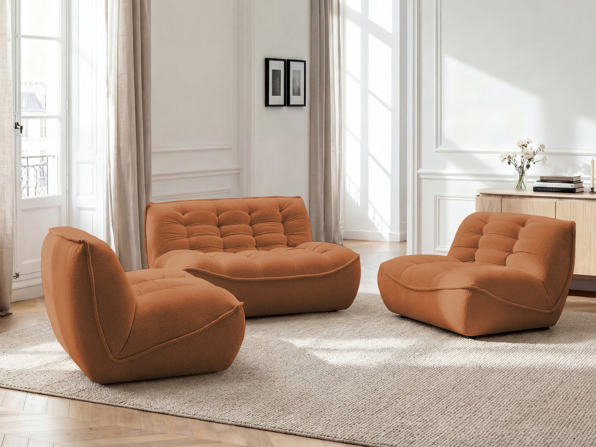 Canapé droit modulable SERENA chiné orange