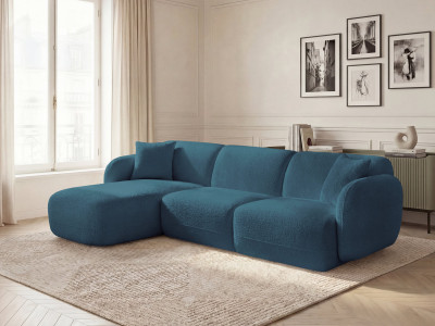 Canapé d'angle fixe modulable ANDA tissu chenille