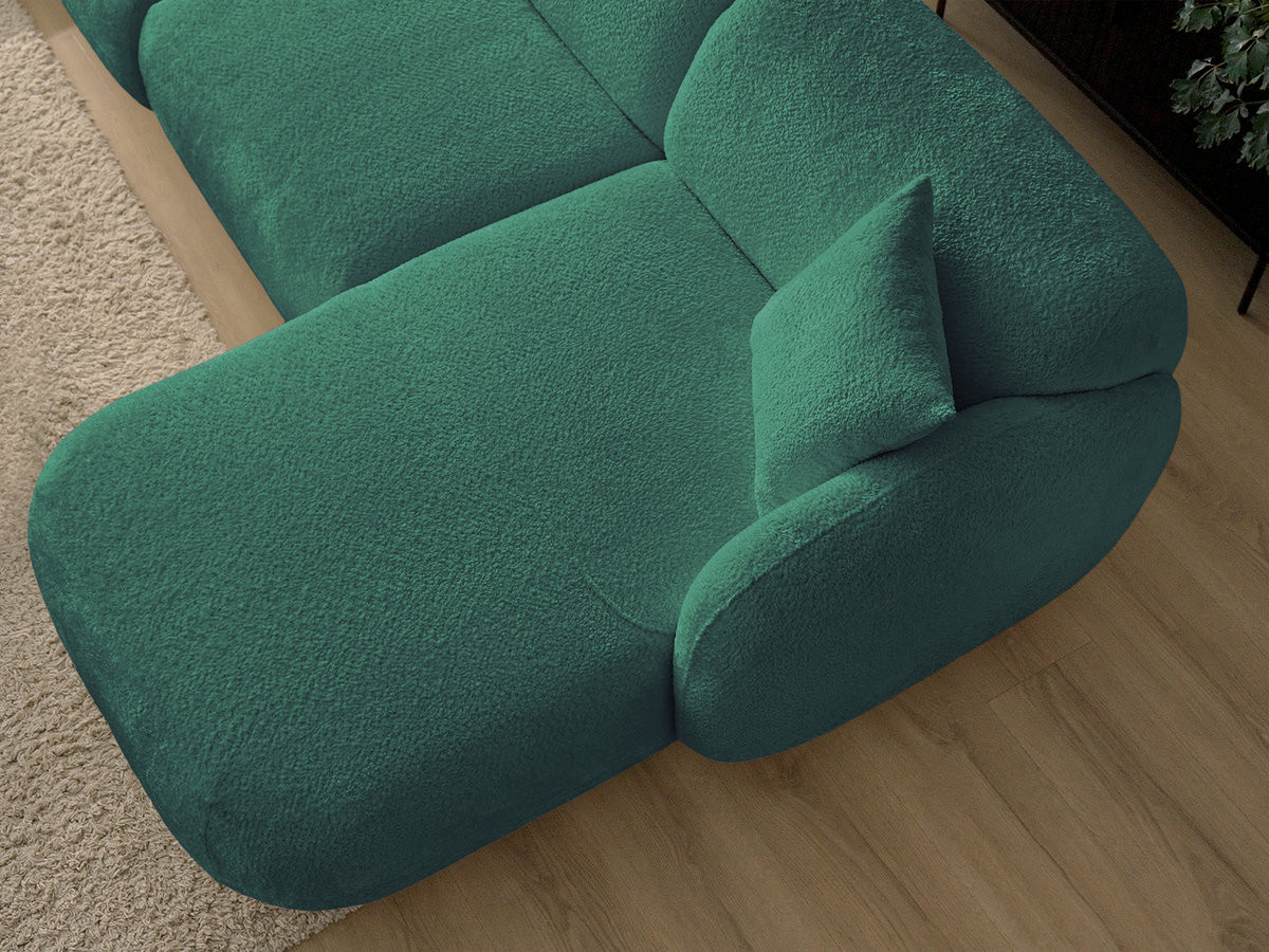 Canapé d'angle fixe modulable ANDA tissu chenille avec pouf