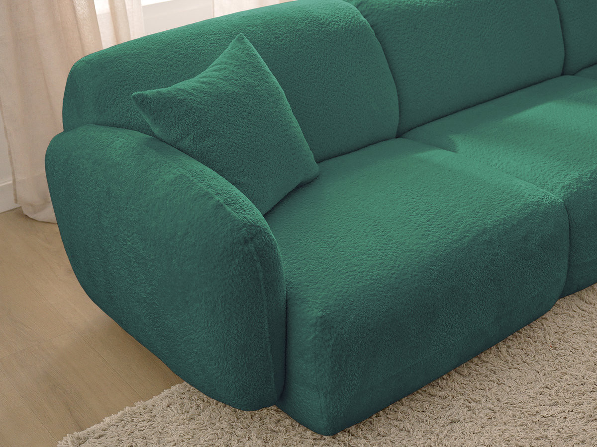Canapé d'angle fixe modulable ANDA tissu chenille avec pouf