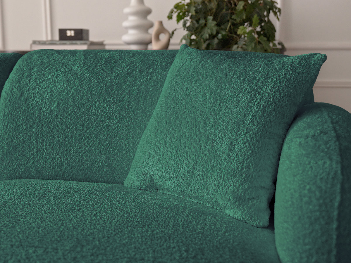 Canapé d'angle fixe modulable ANDA tissu chenille avec pouf