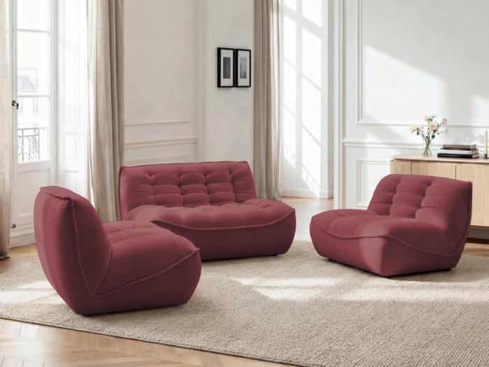 Canapé droit fixe modulable SERENA avec 2 chauffeuses 1 place et 1 chauffeuse 2 places tissu chiné