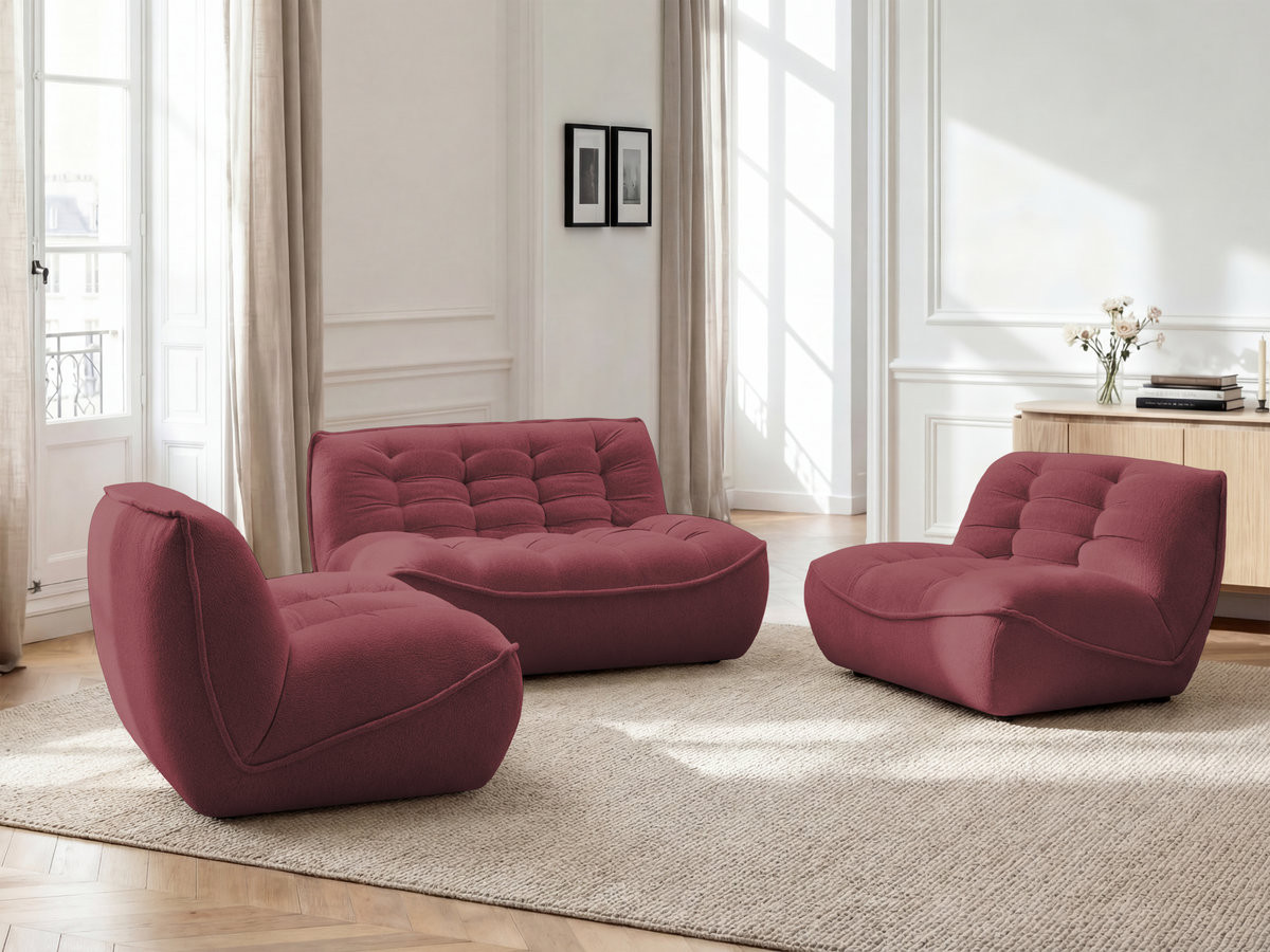 Canapé droit modulable SERENA chiné rouge