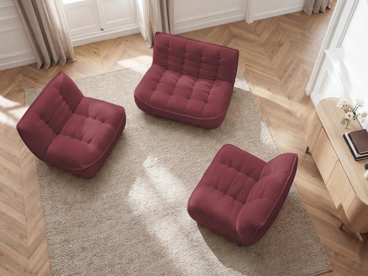 Canapé droit fixe modulable SERENA avec 2 chauffeuses 1 place et 1 chauffeuse 2 places tissu chiné