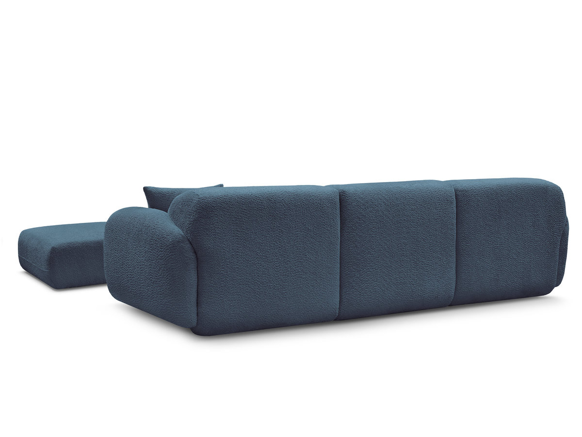 Canapé d'angle fixe modulable ANDA tissu chenille avec pouf