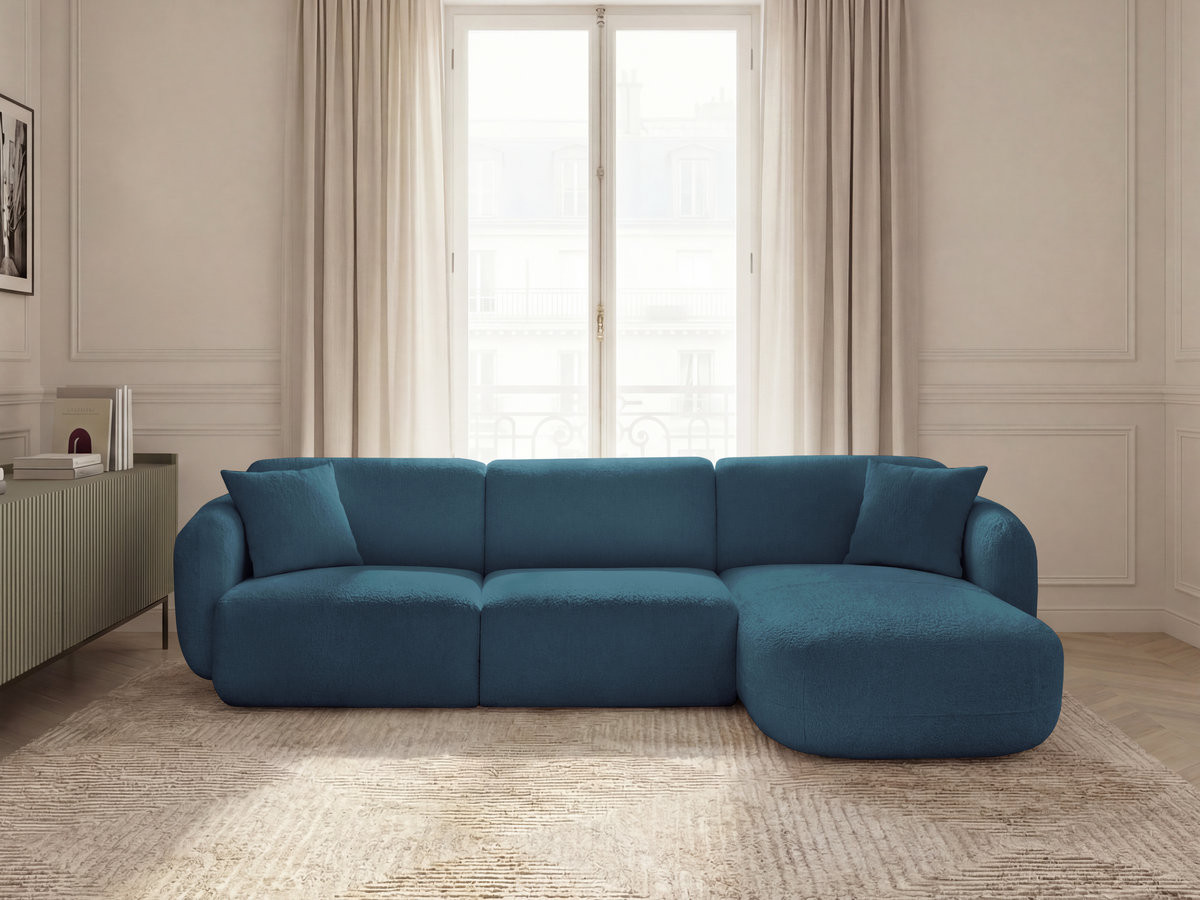 Canapé d'angle fixe modulable ANDA tissu chenille