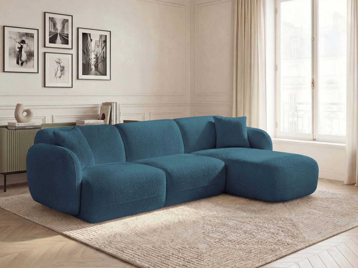 Canapé d'angle fixe modulable ANDA tissu chenille