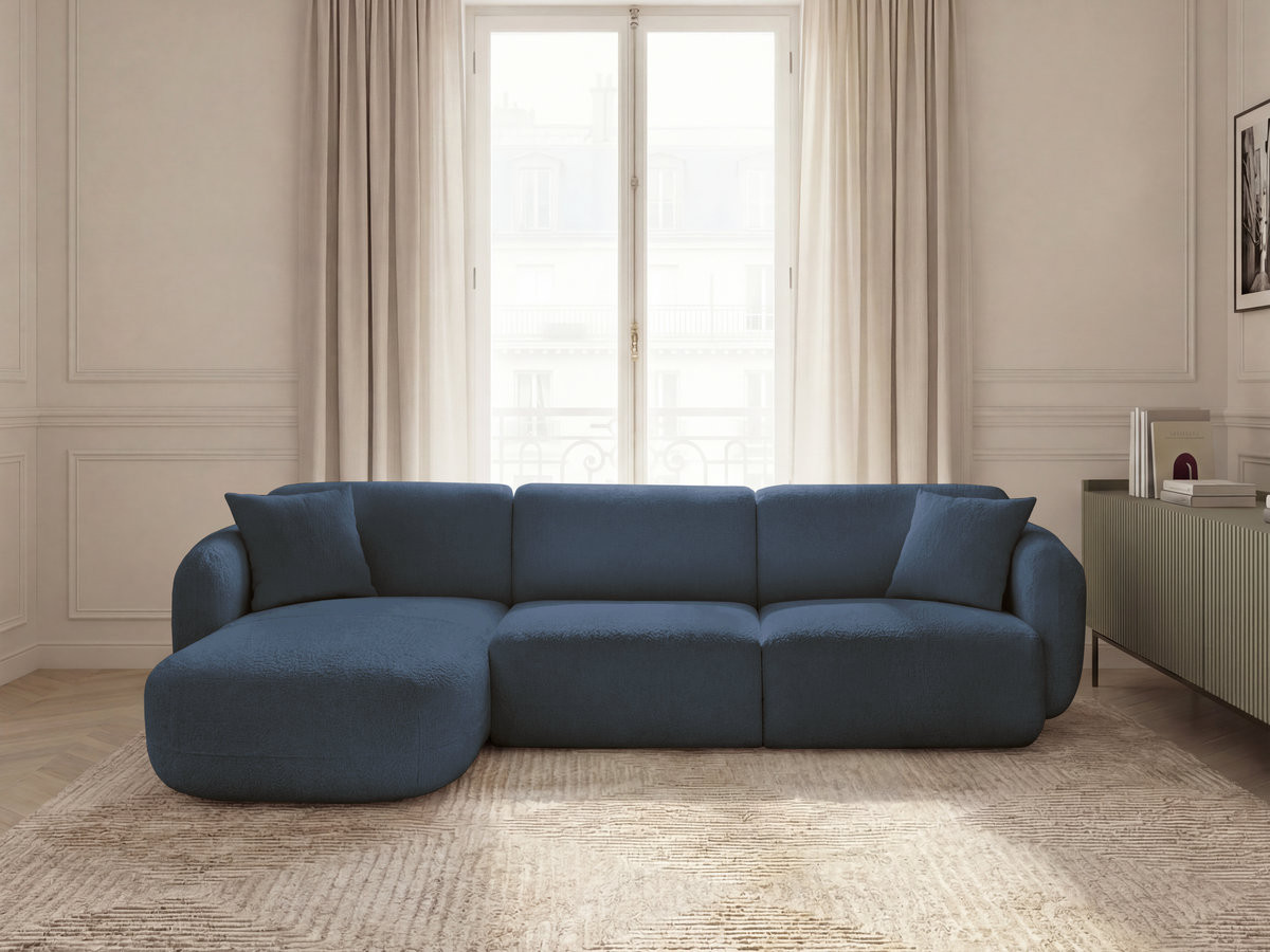 Canapé d'angle modulable ANDA chenille bleu foncé — vue 4