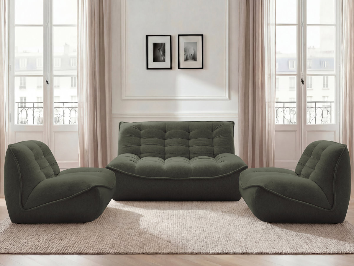 Canapé droit modulable SERENA chiné vert — vue 5