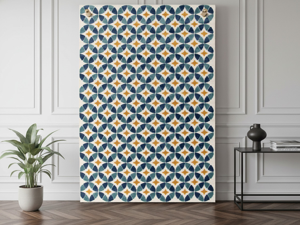 Tapis poils ras ISAURE motif abstrait