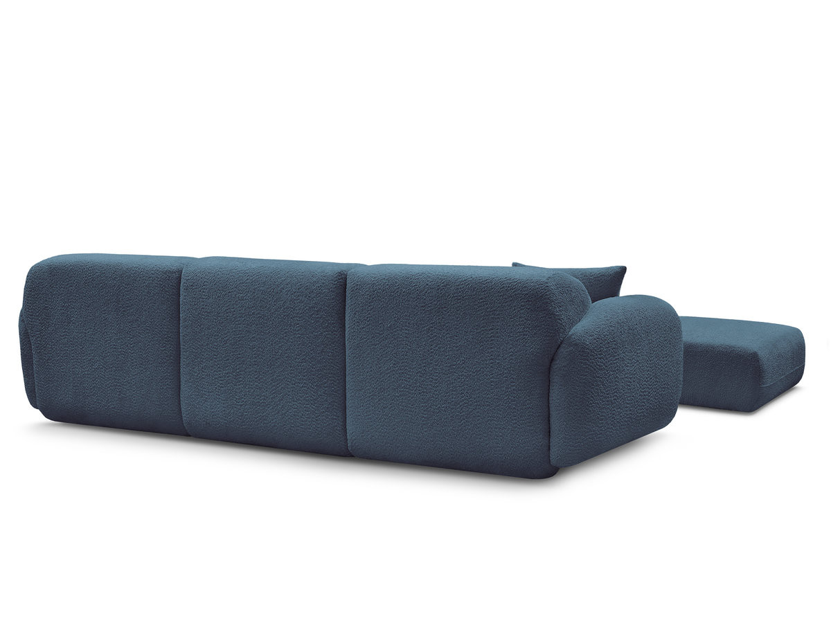 Canapé d'angle fixe modulable ANDA tissu chenille avec pouf