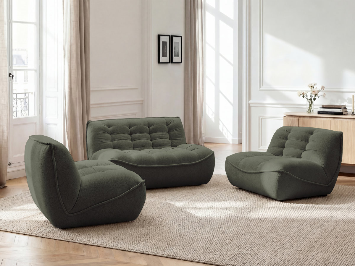 Canapé droit modulable SERENA chiné vert