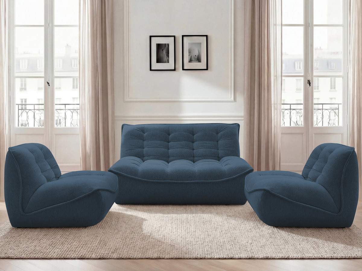 Canapé droit modulable SERENA chiné bleu — vue 5