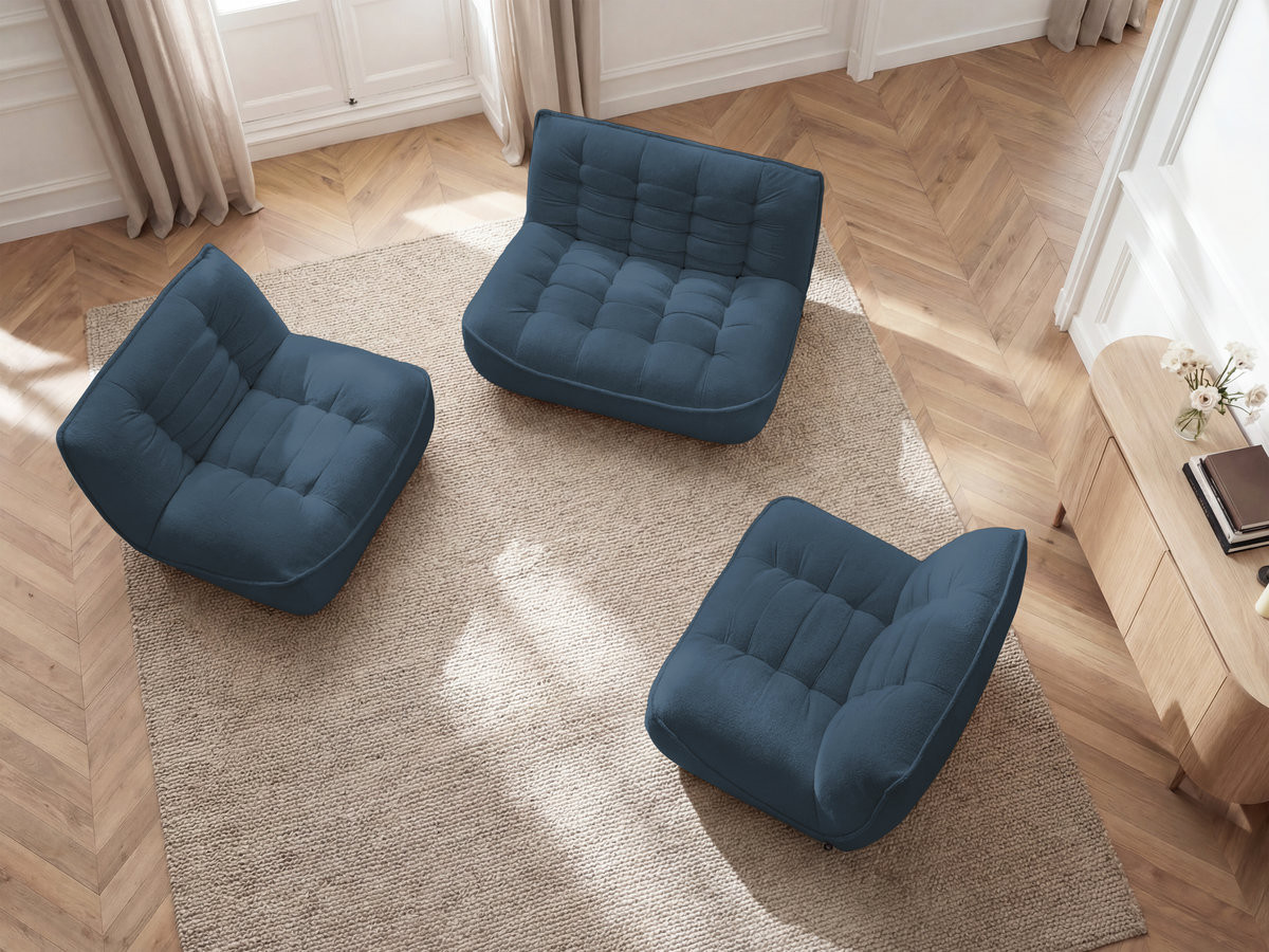 Canapé droit modulable SERENA chiné bleu — vue 6