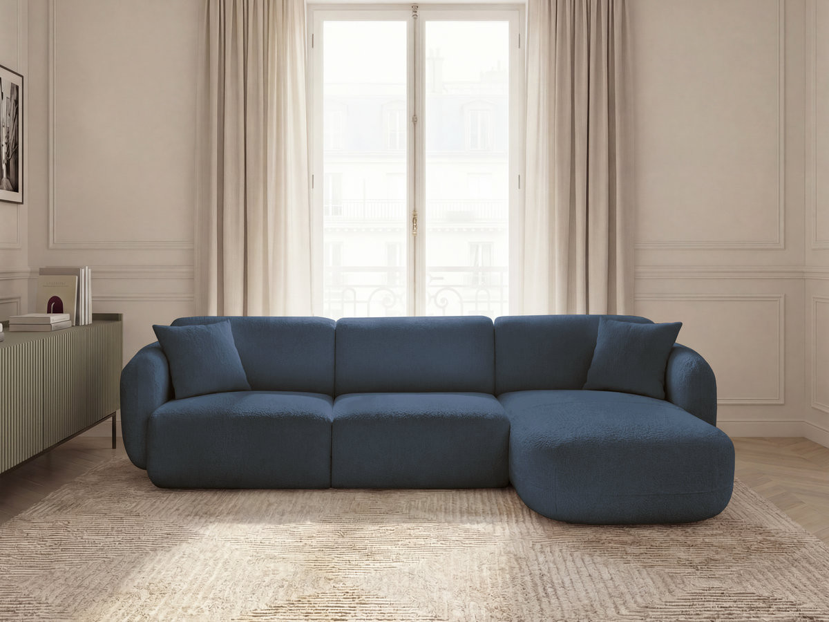 Canapé d'angle fixe modulable ANDA tissu chenille