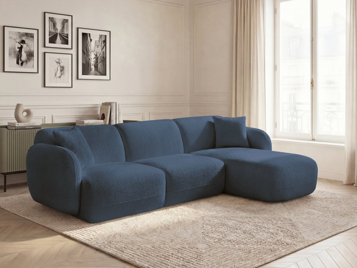 Canapé d'angle fixe modulable ANDA tissu chenille