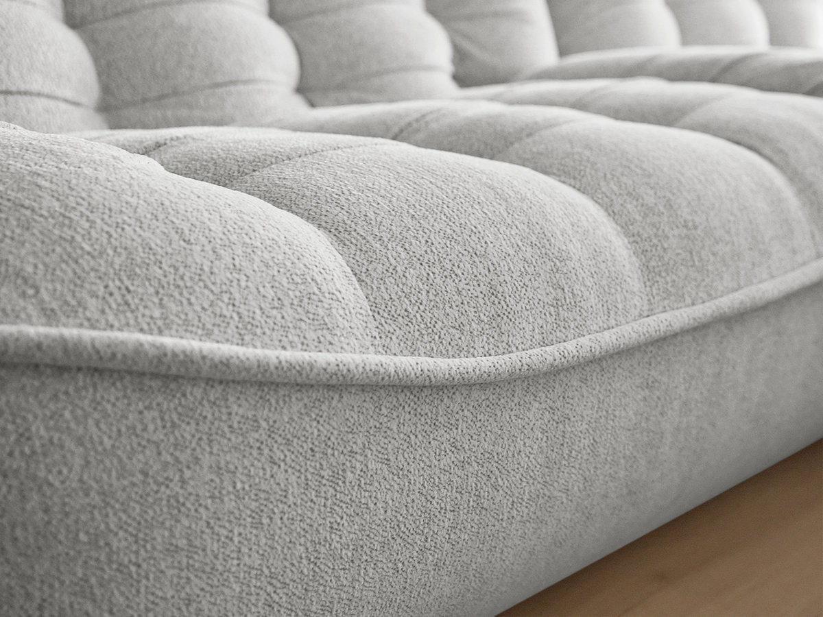 Modulaire vaste bank SERENA met twee 1-zits fauteuils en een 2-zits fauteuil in gemęleerde stof met voetenbank