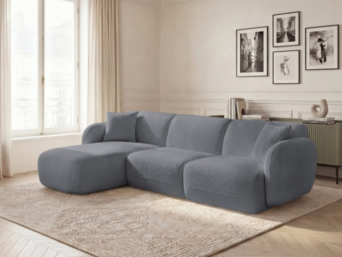 Canapé d'angle fixe modulable ANDA tissu chenille