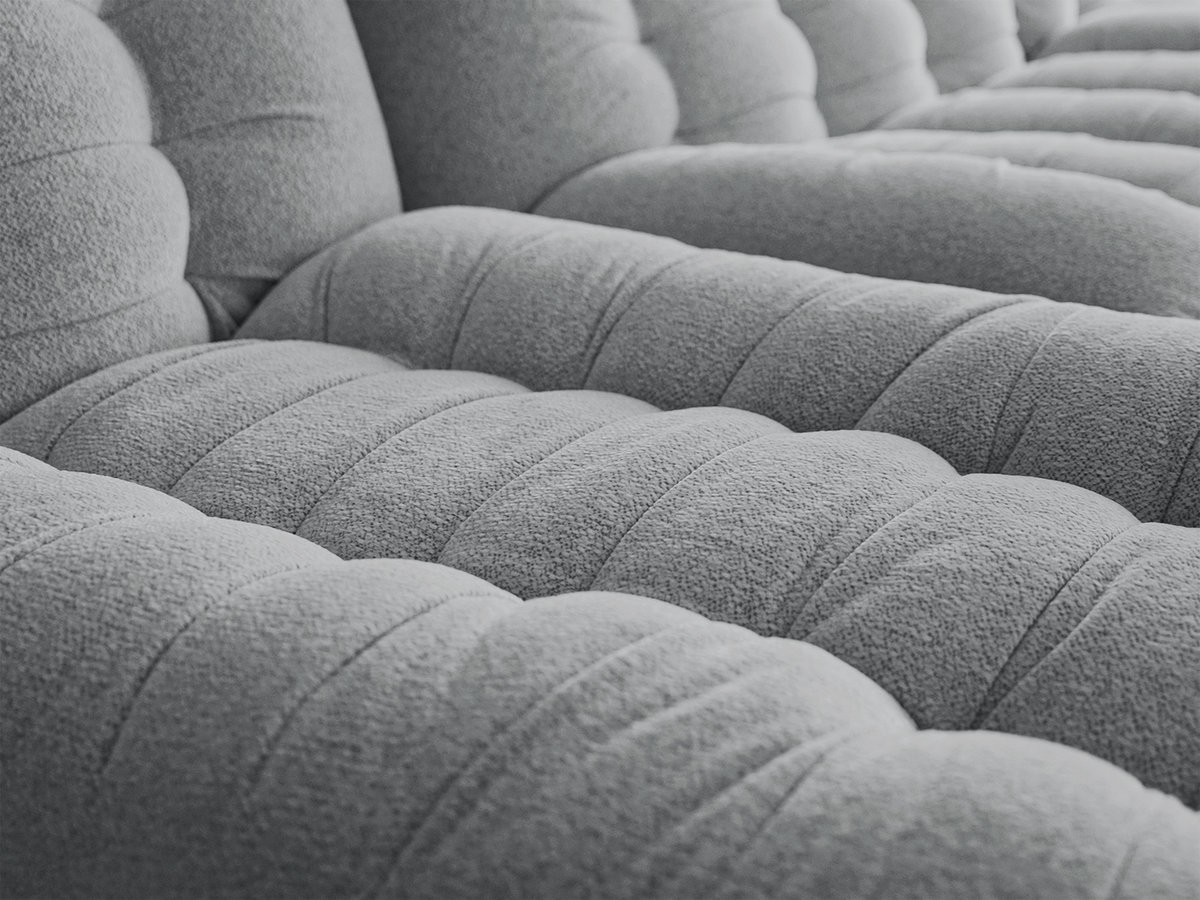 Modulaire vaste bank SERENA met twee 1-zits fauteuils en een 2-zits fauteuil in gemęleerde stof met voetenbank