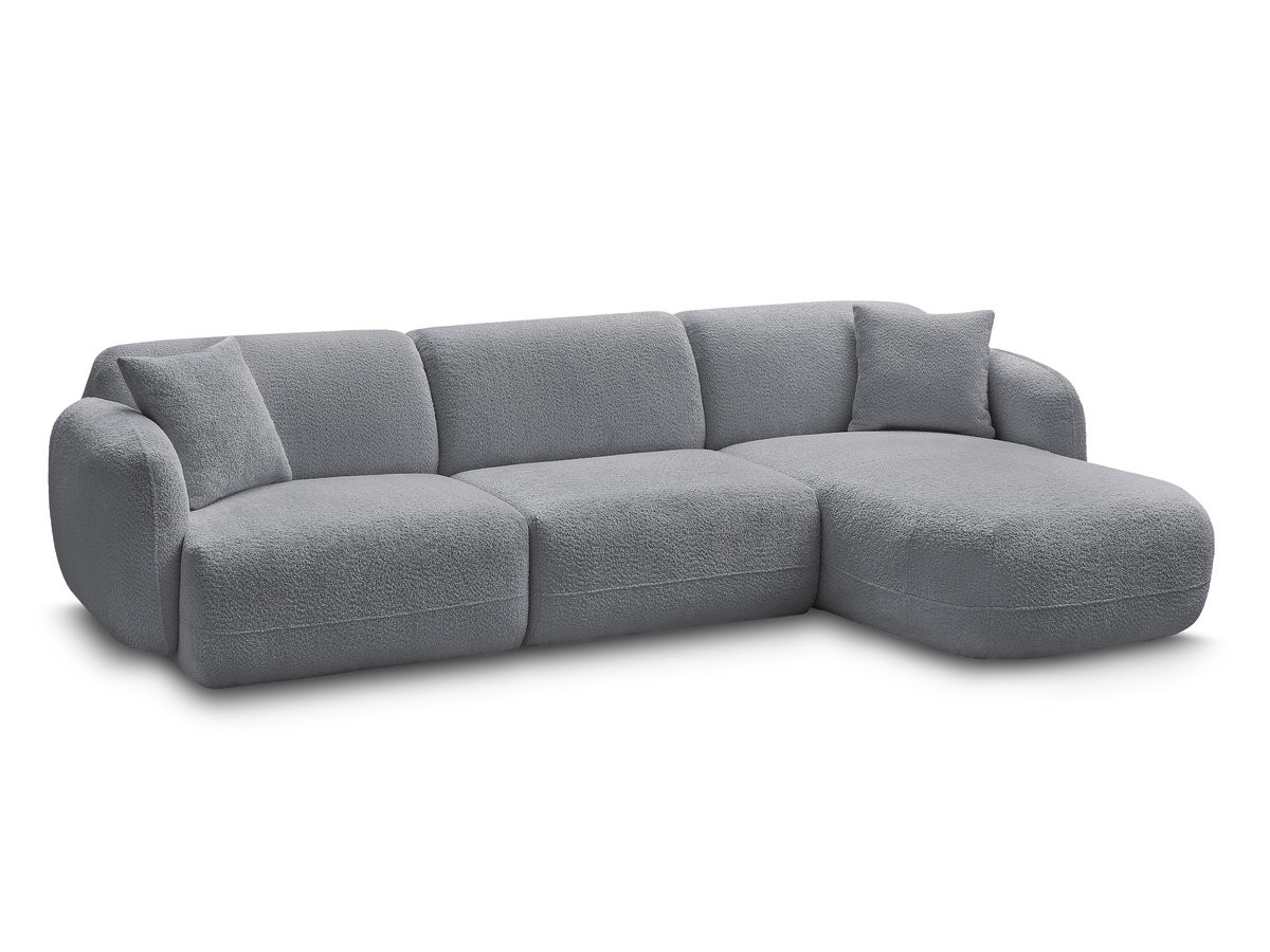 canapé d'angle fixe modulable anda tissu chenille de couleur gris