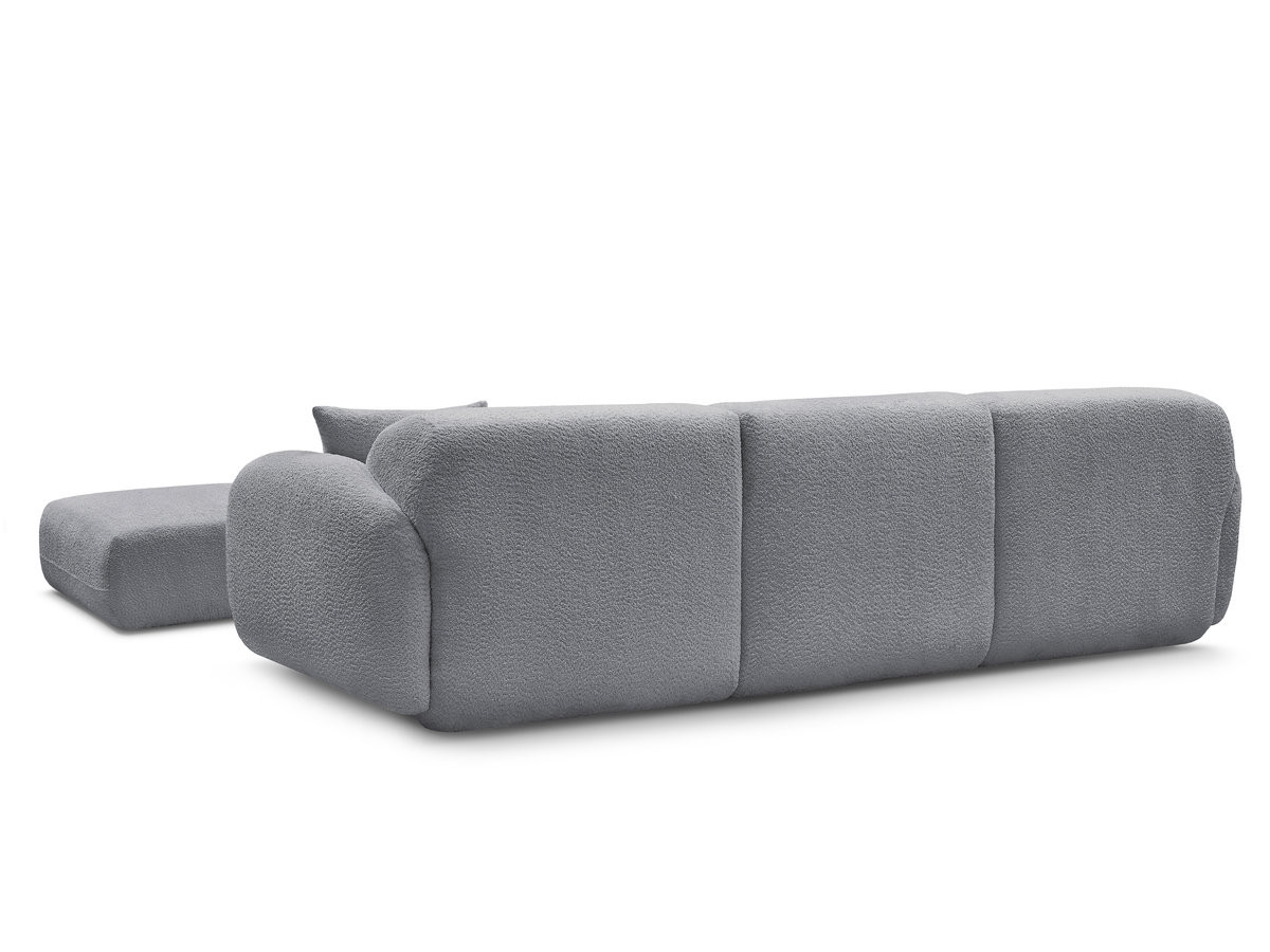 Canapé d'angle fixe modulable ANDA tissu chenille avec pouf