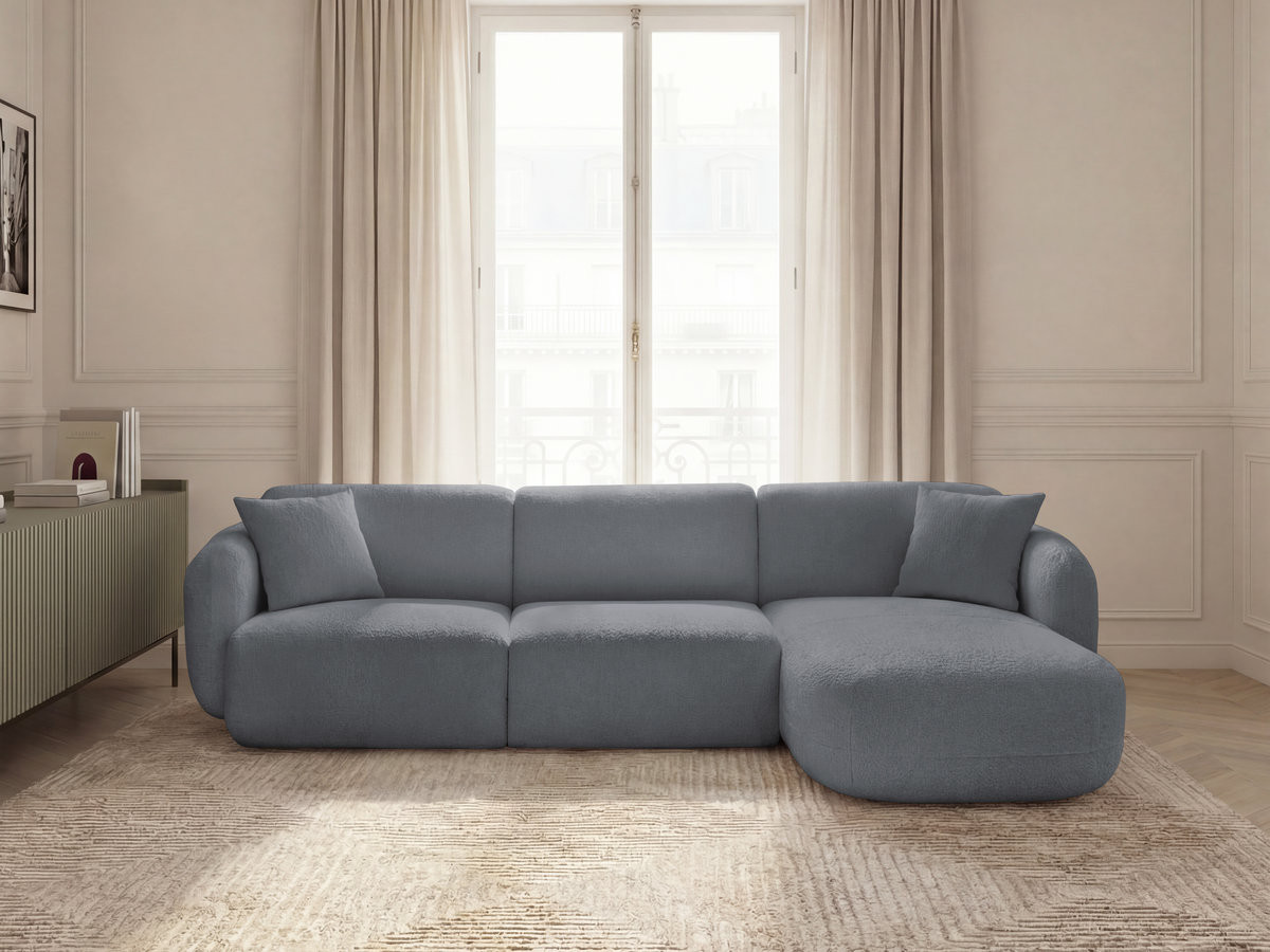Canapé d'angle fixe modulable ANDA tissu chenille