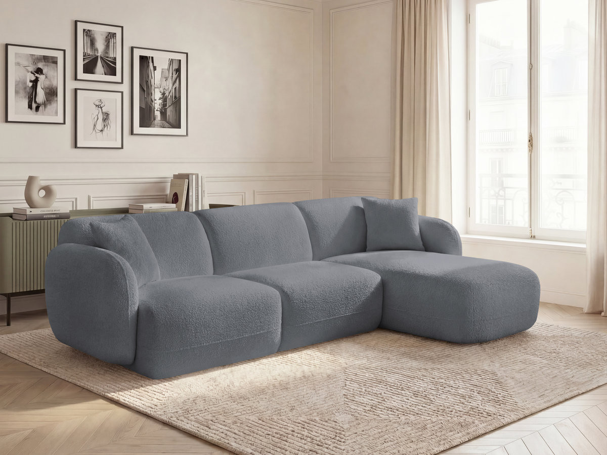 Canapé d'angle fixe modulable ANDA tissu chenille