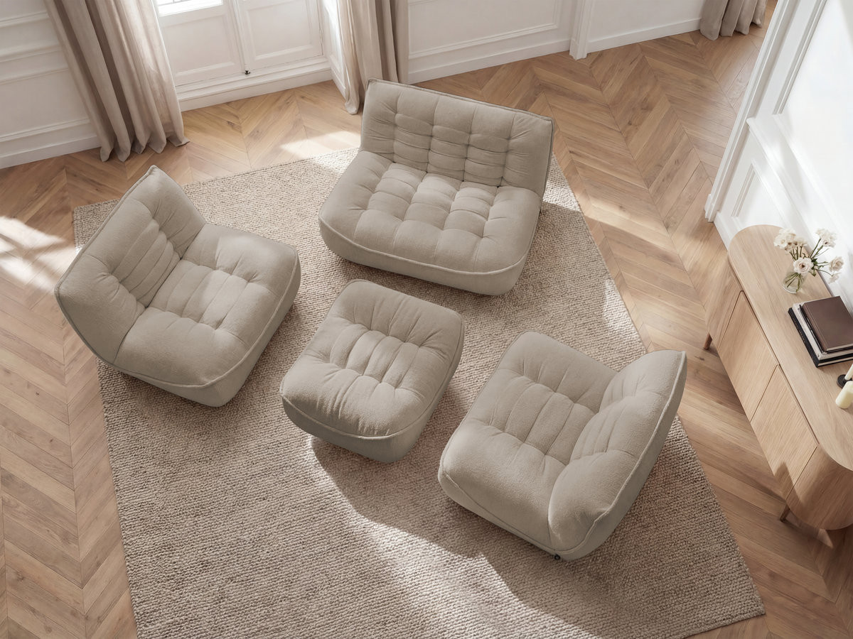 Canapé droit modulable SERENA chiné avec pouf taupe — vue 6