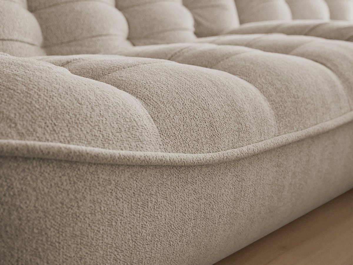 Modulaire vaste bank SERENA met twee 1-zits fauteuils en een 2-zits fauteuil in gemęleerde stof met voetenbank