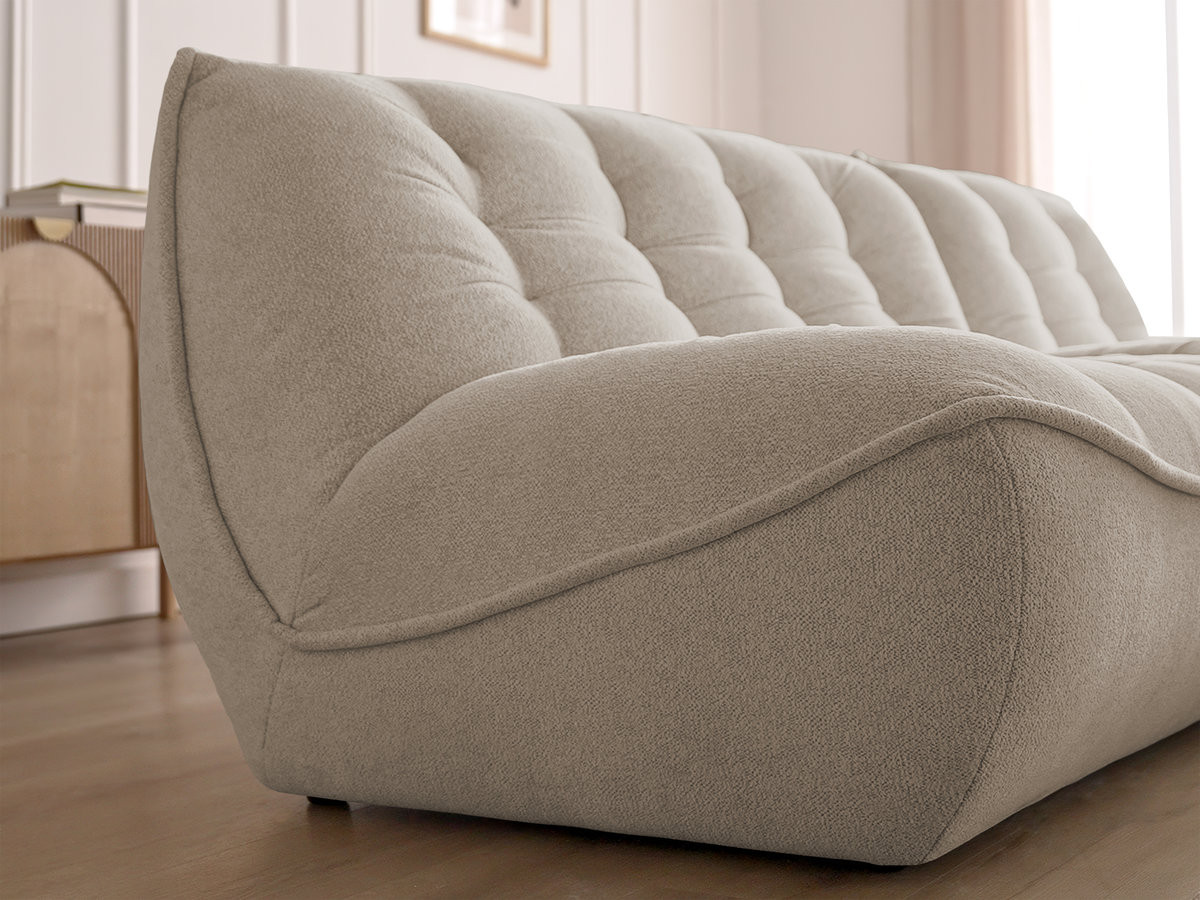 Modulaire vaste bank SERENA met twee 1-zits fauteuils en een 2-zits fauteuil in gemęleerde stof met voetenbank