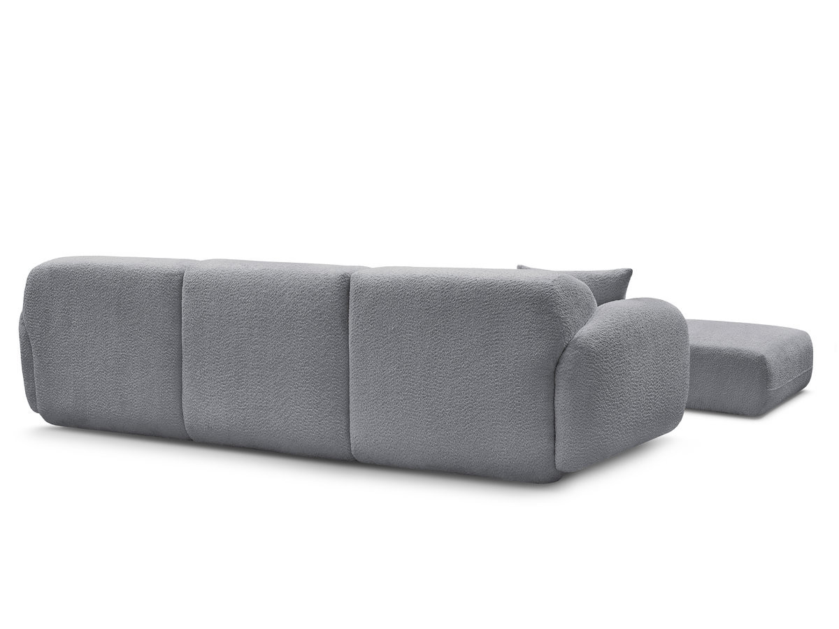 Canapé d'angle fixe modulable ANDA tissu chenille avec pouf