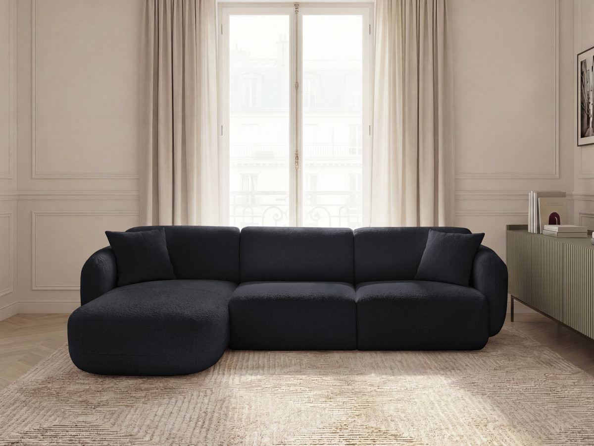Canapé d'angle fixe modulable ANDA tissu chenille