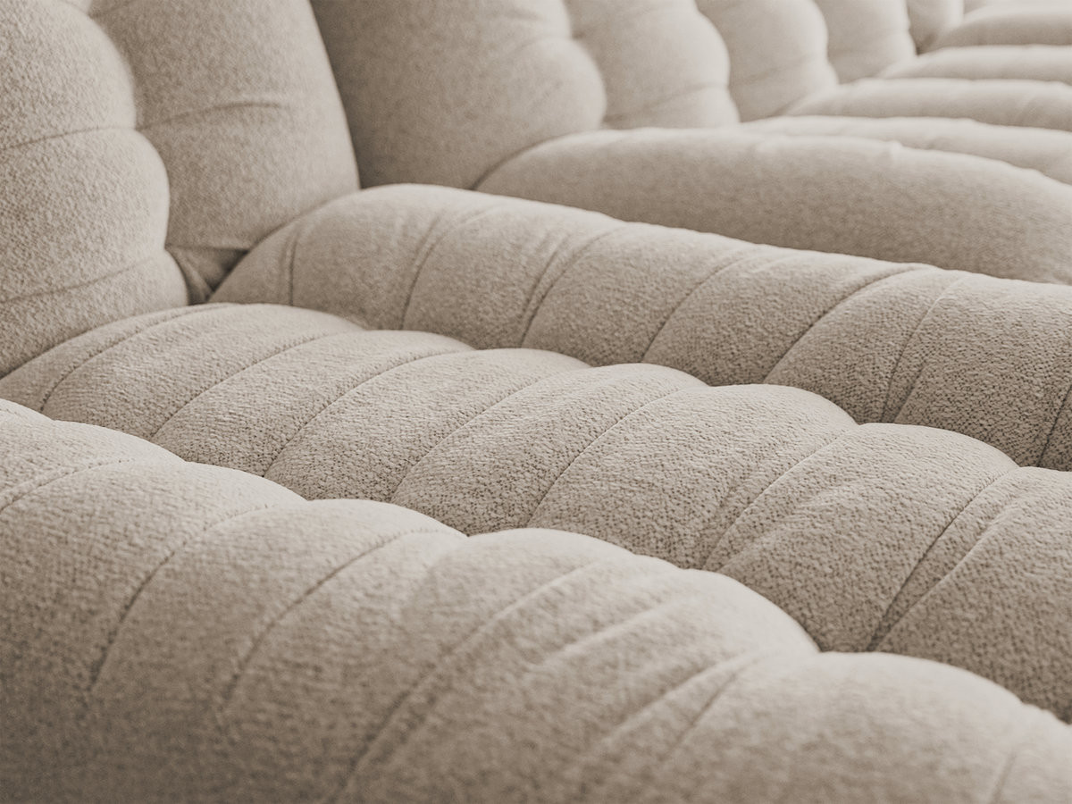 Modulaire vaste bank SERENA met twee 1-zits fauteuils en een 2-zits fauteuil in gemęleerde stof met voetenbank