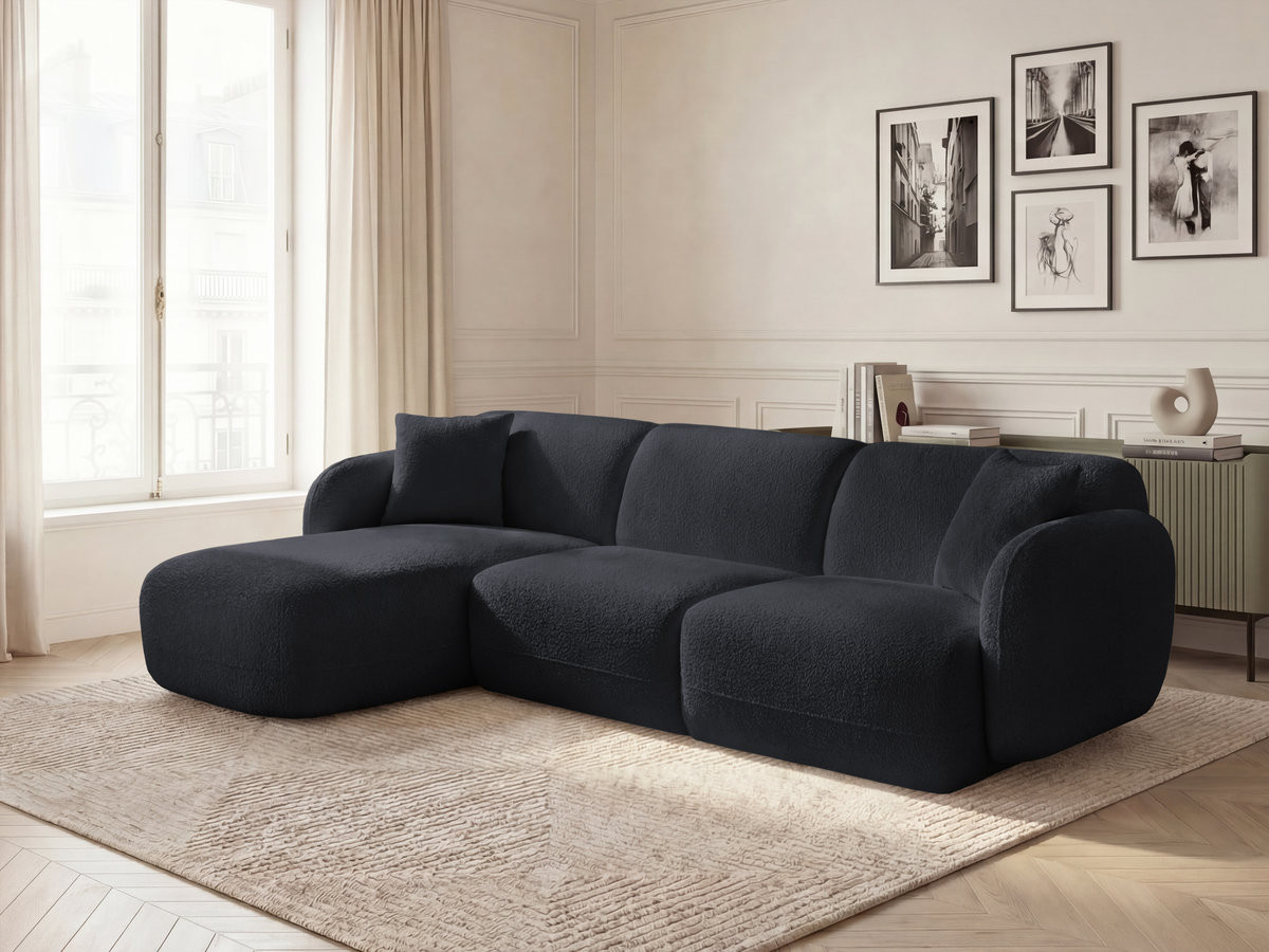 Canapé d'angle fixe modulable ANDA tissu chenille
