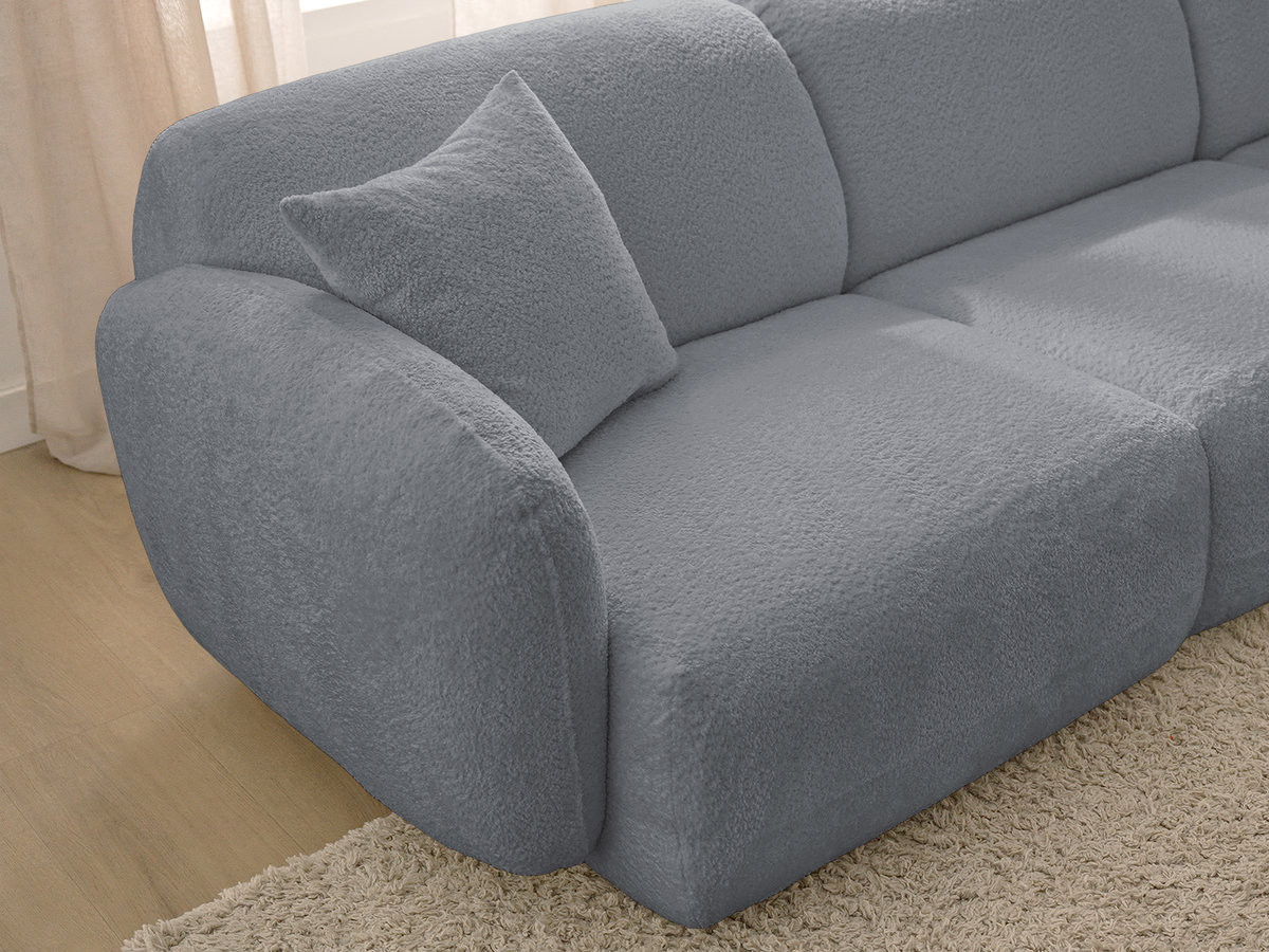 Canapé d'angle fixe modulable ANDA tissu chenille avec pouf