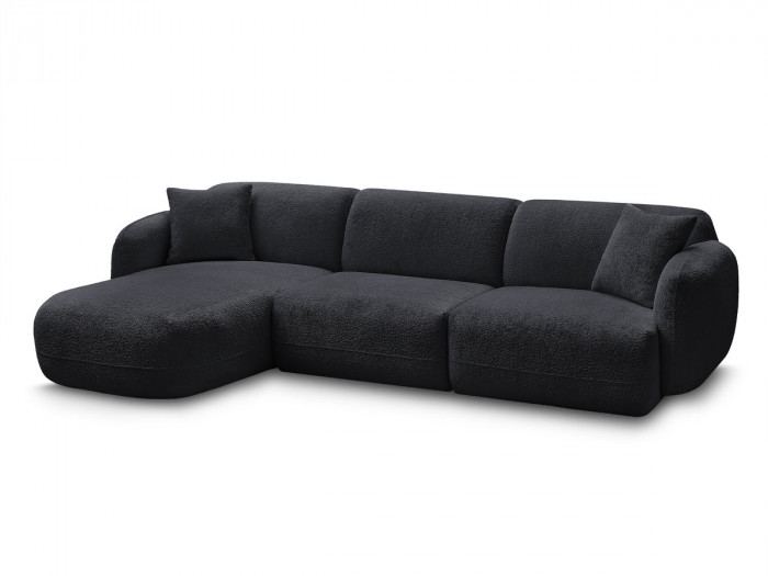 Canapé d'angle fixe modulable ANDA tissu chenille