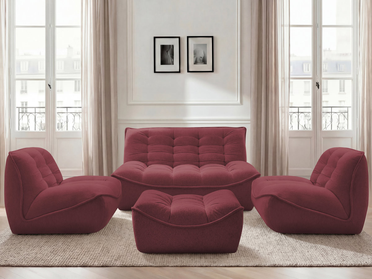 Canapé droit modulable SERENA chiné avec pouf rouge — vue 5